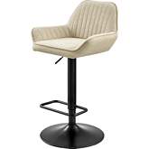Luther Gaslift Swivel Bar Stool Channel Tufted Cream Fabric (Set of 2)
